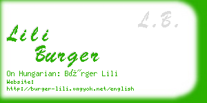 lili burger business card